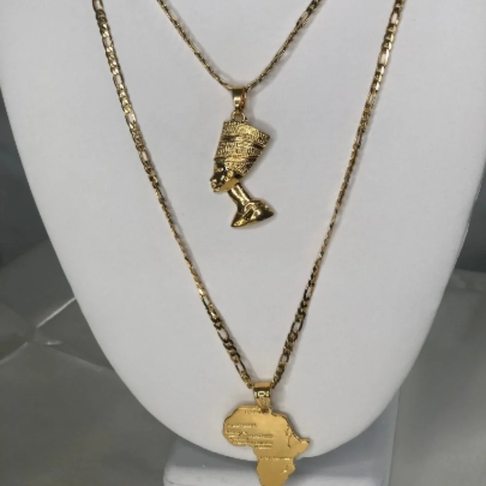 efertiti necklace and Africa pendant necklace set